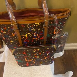 Colorful Patterned Women's Tote and Crossbody Set